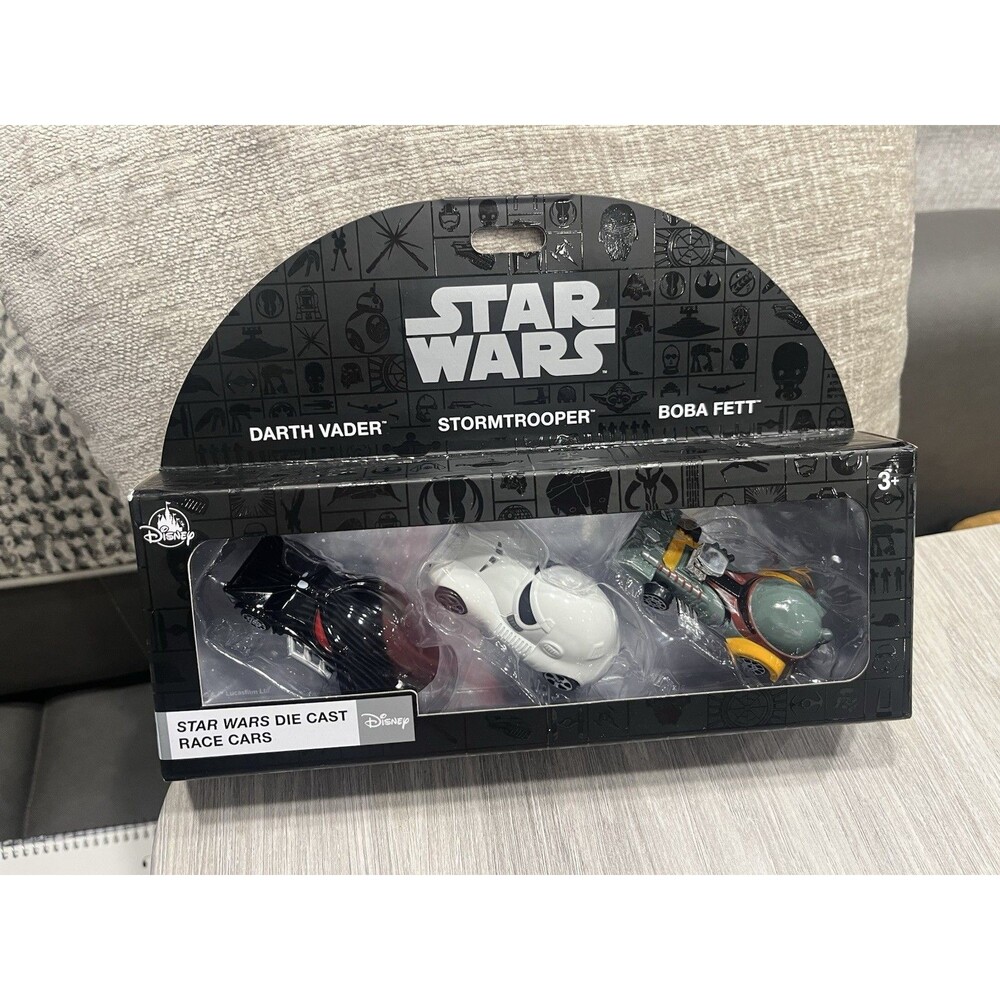 Disney Parks Star Wars Die Cast Race Cars Darth Vader Boba Fett StormTrooper NIB